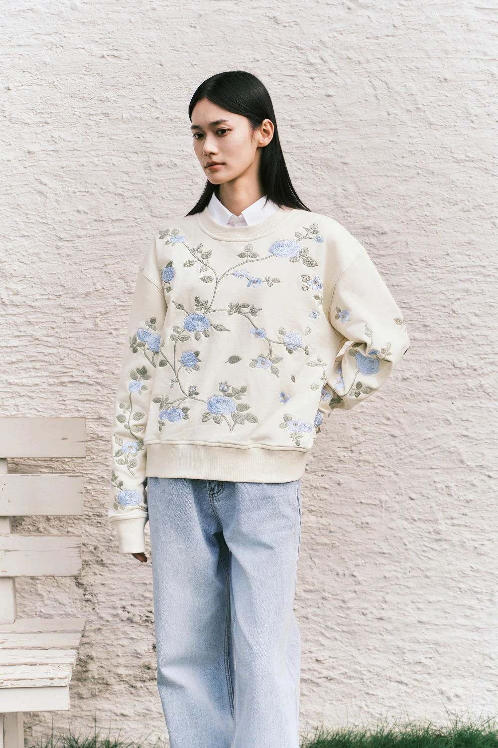 Blue Rose Vine Crewneck - Image 3