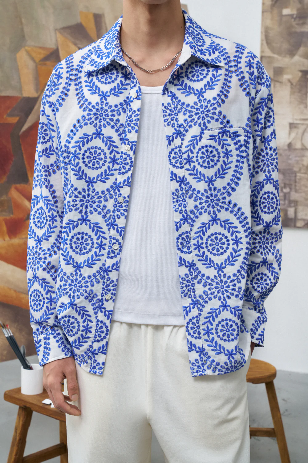 Fine China Embroidery Button Up - Image 5