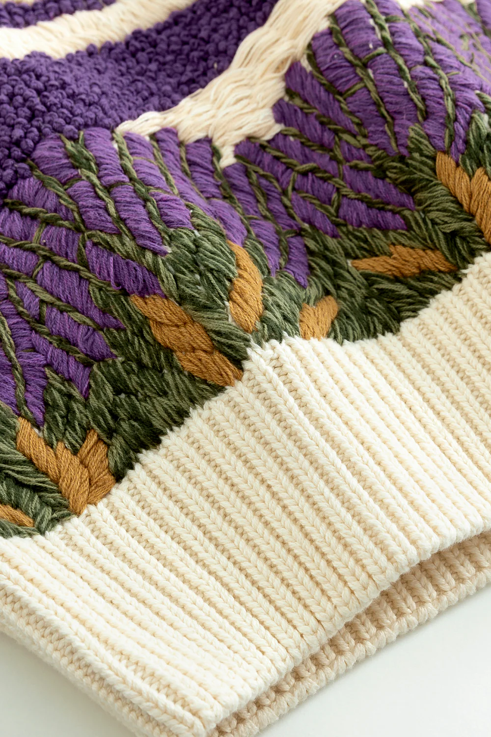Lavender Field Hand Embroidery Sweater - Image 7